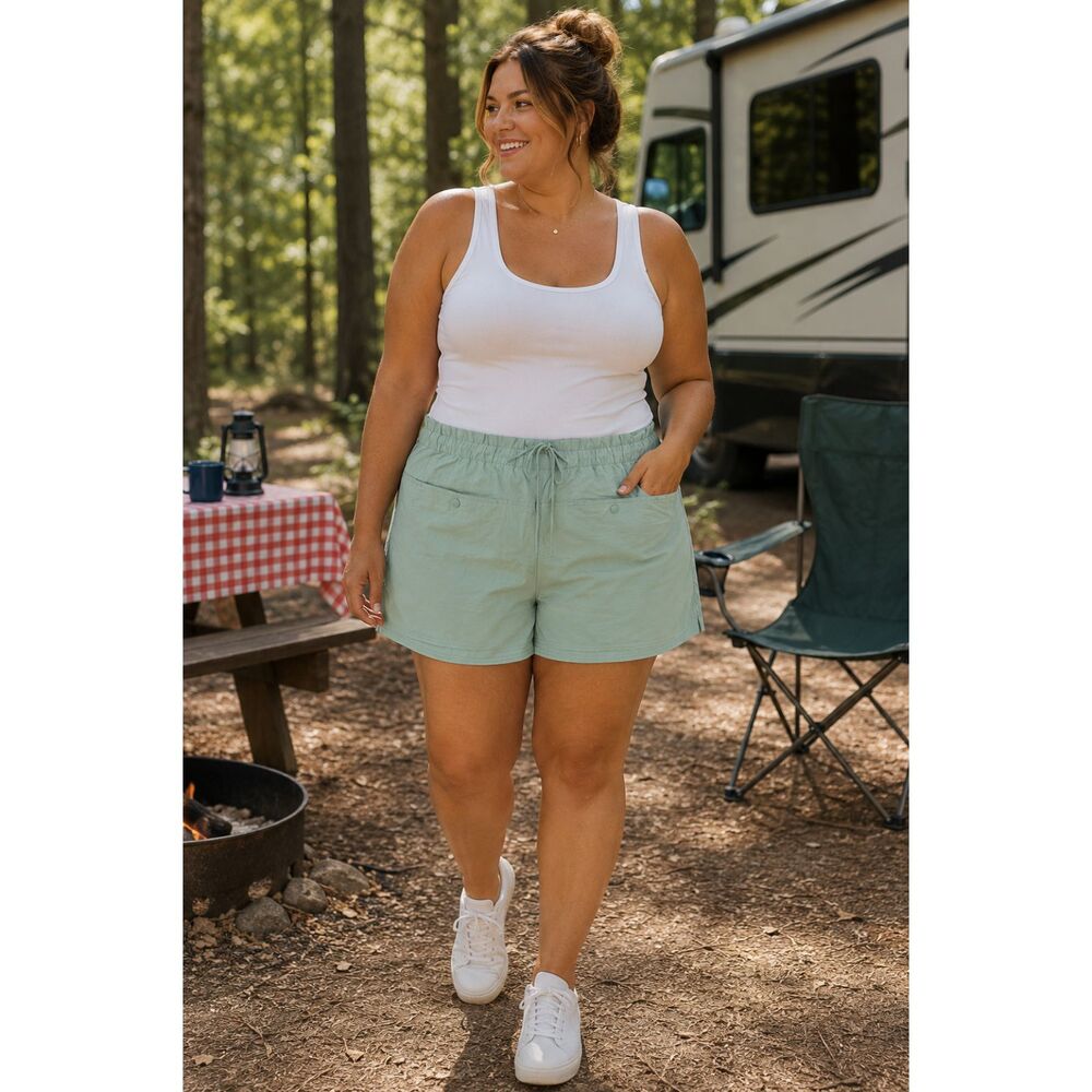 Woolrich XXL Aqua Green Nylon Camp Shorts Drawstring Snap Pocket Pull On NWT #10